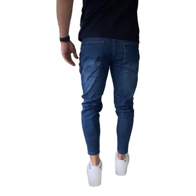 JEANS TOBILLERO ALGODÓN ULTRA SLIM HOMBRE MOSAICO AZUL OSCURO DESTROYED SÚPER SLIM FIT - 6
