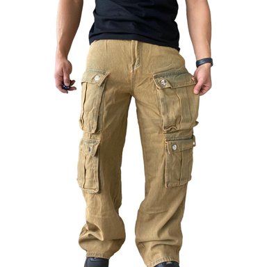 JEANS DIÁBOLO CARGO ANCHO WIDE LEG HOMBRE - CAFÉ - 40 - 9