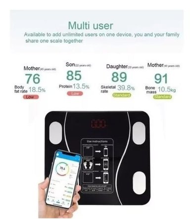 BÁSCULA BAÑO DIGITAL INTELIGENTE BLUETOOTH GRASA - 4
