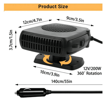 CALEFACTOR PARA AUTO 12V - 200W CALEFACCIÓN PORTÁTIL - 3