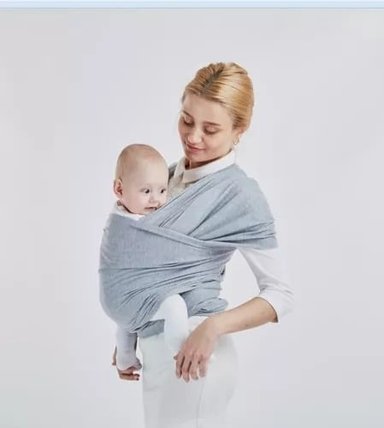 FULAR PORTABEBÉ SEMIELASTICADO CON BOLSILLO GRIS CLARO - 1