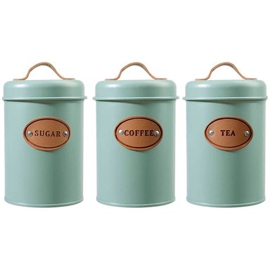 SET DE 3 RECIPIENTES DE COCINA VINTAGE MULTIFUNCIÓN PARA CAFÉ TÉ Y AZÚCAR VERDE - 1