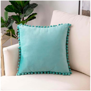 PACK DE 02 FUNDAS DE COJÍN DE TERCIOPELO CON POMPON 45X45 CALIPSO - 1