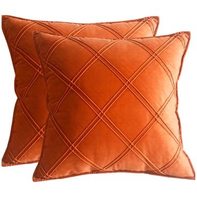 PACK DE 02 FUNDAS DE COJÍN DE TERCIOPELO CON RAYAS 45X45 NARANJA - 1