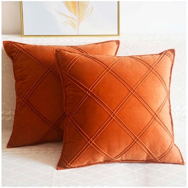 PACK DE 02 FUNDAS DE COJÍN DE TERCIOPELO CON RAYAS 45X45 NARANJA - 2