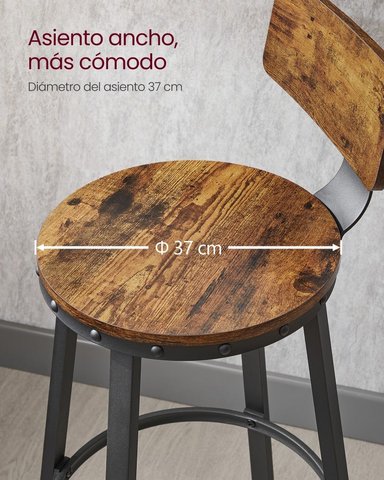 SET TABURETES SILLAS DE BAR CON RESPALDO H625 - 5