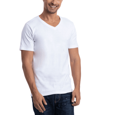 CAMISETA COTTON RIB MANGA CORTA CUELLO EN V - 1