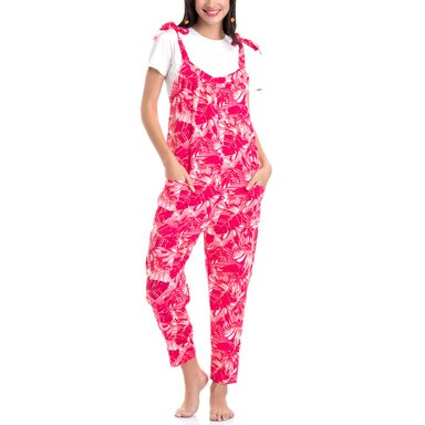 PIJAMA JARDINERA DE VISCOSA CON ESTAMPADO FLOREADO - 1