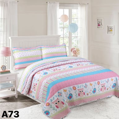 CUBRECAMA QUILT VERANO 1.5 PLAZAS - BÚHO NIÑA A73 - 1