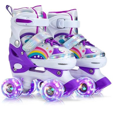 PATINES 4 RUEDAS AJUSTABLE ARCOIRIS PARA NIÑAS MORADO - 1