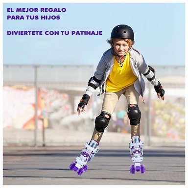 PATINES 4 RUEDAS AJUSTABLE ARCOIRIS PARA NIÑAS MORADO - 2