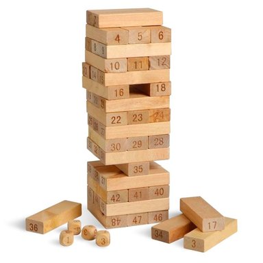 JUEGO TIPO JENGA MADERA NATURAL MADERA 54 PIEZAS + DADOS EDUCATIVO YENGA - 1