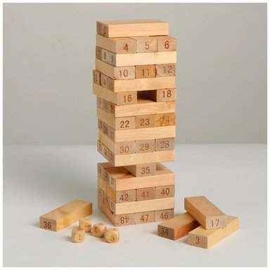 JUEGO TIPO JENGA MADERA NATURAL MADERA 54 PIEZAS + DADOS EDUCATIVO YENGA - 2