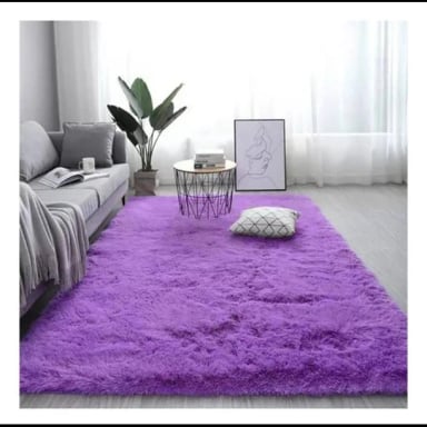 ALFOMBRA MODERNA PELUSA FELPA MORADO - 1