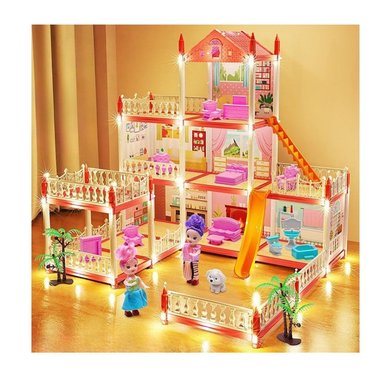 CASA DE MUÑECAS 3 NIVELES CON LUCES DECORATIVAS Y ACCESORIOS - 2