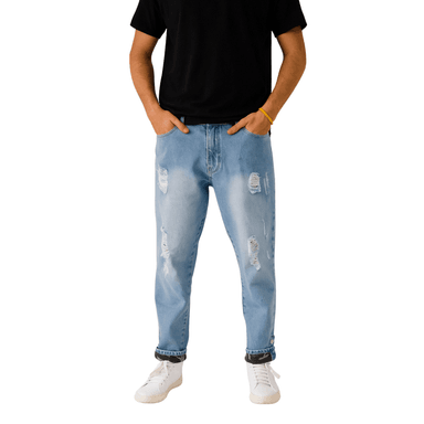 PANTALON JEANS MOM DESTROYED HOMBRE - 1