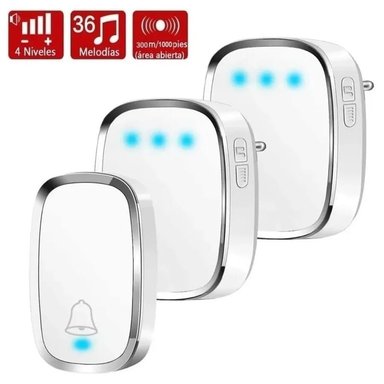 TIMBRE INALÁMBRICO IMPERMEABLE + 2 RECEPTORES LUZ LED - 1