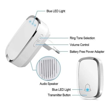 TIMBRE INALÁMBRICO IMPERMEABLE + 2 RECEPTORES LUZ LED - 3