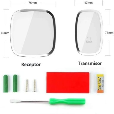 TIMBRE INALÁMBRICO IMPERMEABLE + 2 RECEPTORES LUZ LED - 5