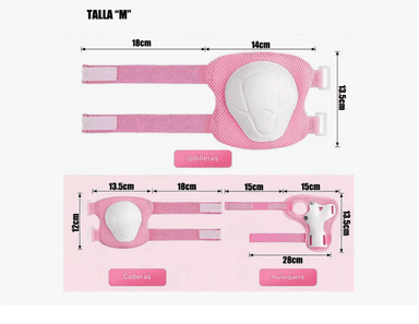 SET DE PROTECCIONES + CASCO NIÑOS TALLA M ROSADO - 4