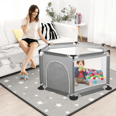 CORRAL DE SEGURIDAD HEXAGONAL PARA NIÑOS GRIS - 3