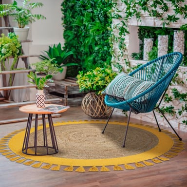 ALFOMBRA YUTE REDONDA MALIBU 150X150 AMARILLO - 3