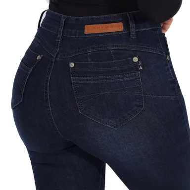JEAN LARGO FLARE MUJER AZUL PUSH UP ACAMPANADO LEVANTA COLA CORTE COLOMBIANO ESCULTOR OSCURO - 5
