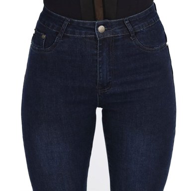 JEAN LARGO FLARE MUJER AZUL PUSH UP ACAMPANADO LEVANTA COLA CORTE COLOMBIANO ESCULTOR OSCURO - 6