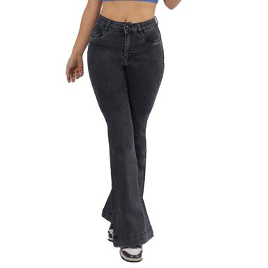 JEANS FLARE PUSH UP ACAMPANADO LEVANTA COLA CORTE COLOMBIANO ESCULTOR GRIS - 2