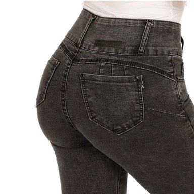 JEANS FLARE PUSH UP ACAMPANADO LEVANTA COLA CORTE COLOMBIANO ESCULTOR GRIS - 7