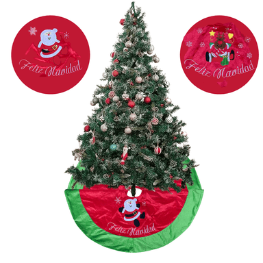 FALDÓN PIE DE ÁRBOL NAVIDAD ESTAMPADO RENOS NAVIDEÑOS - 1