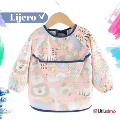 PACK 3 BABERO DELANTAL IMPERMEABLE PREMIUM CON MANGAS LARGA TALLA 1 A 2 AÑOS PARA BEBE Y NIÑA - 8