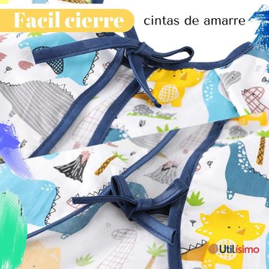 PACK 3 BABERO DELANTAL IMPERMEABLE PREMIUM CON MANGAS LARGA TALLA 6 A 12 MESES PARA BEBE Y NIÑO - 9