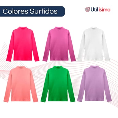 PACK 6 CAMISETAS BEATLE POLAR POLERA CUELLO ALTO NIÑA COLORES SURTIDOS - 2