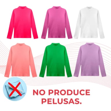 PACK 6 CAMISETAS BEATLE POLAR POLERA CUELLO ALTO NIÑA COLORES SURTIDOS - 6
