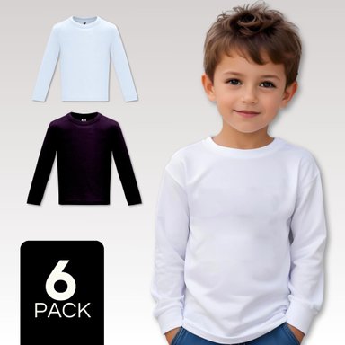 PACK 6 CAMISETAS ALGODÓN PRIMERA CAPA NIÑO INVIERNO BLANCO Y NEGRO - 1