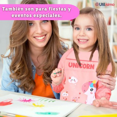 DELANTAL INFANTIL NIÑA MANGA LARGA CON BOLSILLO COLORES SURTIDOS - 5