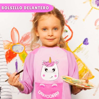DELANTAL INFANTIL NIÑA MANGA LARGA CON BOLSILLO COLORES SURTIDOS - 6