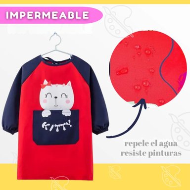 DELANTAL INFANTIL NIÑA MANGA LARGA CON BOLSILLO COLORES SURTIDOS - 7