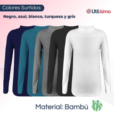 PACK 6 CAMISETAS POLERA BEATLE BAMBÚ NIÑA PRIMERA CAPA - 2