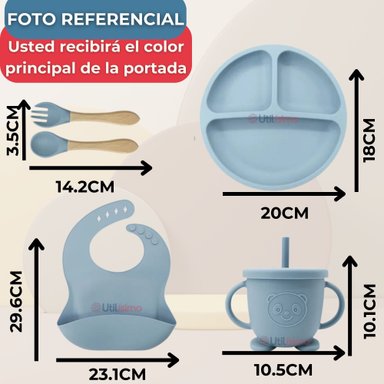 SET DE ALIMENTACIÓN BEBÉ SILICONA CON VASO 5 PIEZAS LIBRE BPA ROSA CLARO - 4