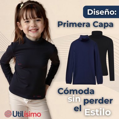 PACK 6 PRIMERA CAPA ESCOLAR BAMBÚ INVIERNO CAMISETA NIÑA CUELLO BEATLE POLERA - 8