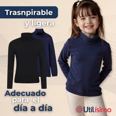 PACK 6 PRIMERA CAPA ESCOLAR BAMBÚ INVIERNO CAMISETA NIÑA CUELLO BEATLE POLERA - 10
