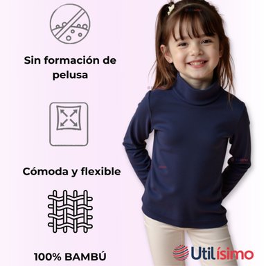 PACK 6 PRIMERA CAPA ESCOLAR BAMBÚ INVIERNO CAMISETA NIÑA CUELLO BEATLE POLERA - 11