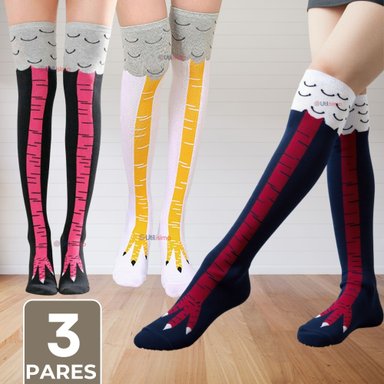 PACK 3 CALCETINES PATA DE GALLINA MUJER LARGOS COLORES SURTIDOS - 1