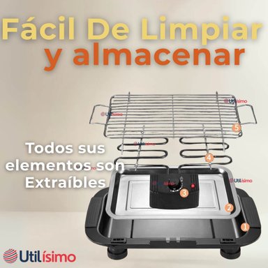 PARRILLERA ELÉCTRICA ASADOR 2000W DE POTENCIA ANTIADHERENTE NEGRO - 9