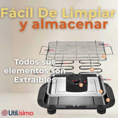 PARRILLERA ELÉCTRICA ASADOR 2000W DE POTENCIA ANTIADHERENTE NEGRO - 9