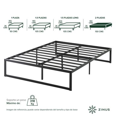 BASE CAMA ZINUS ABEL 2 PLAZAS 150X190X36CM - 3