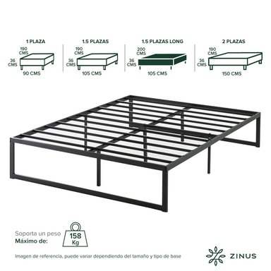 BASE CAMA ZINUS ABEL 1.5 PLAZAS LONG 105X200X36CM - 3