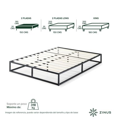 BASE CAMA ZINUS JOSEPH 2 PLAZAS 150X190X25CM - 4
